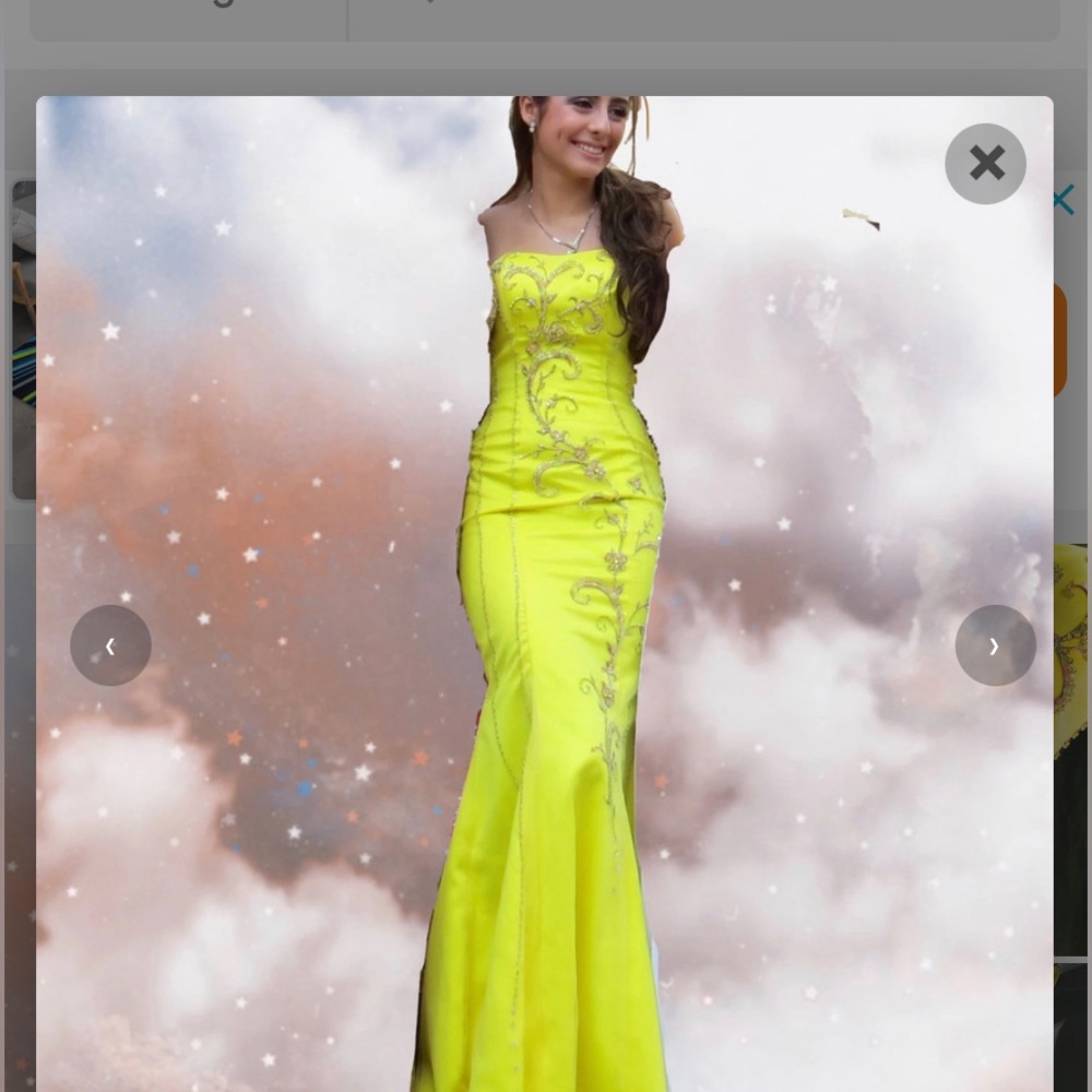 Gown / Dress Yellow Strapless prom
